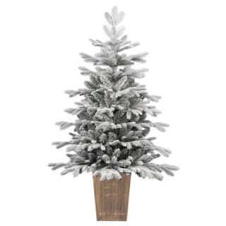 Albero Natale Floccato cm 120 PE+PVC c/Vaso Quadro - Flora