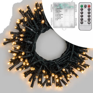 Catena 300 LED BIANCO CALDO 5 mm BATTERIA c/TELEC - Lotti Importex